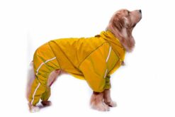 Dog-O-Bow Plain Yellow Bodysuit Raincoat For Dogs